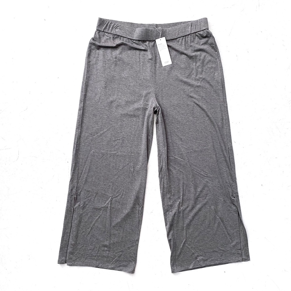 Eileen Fisher Nwt Melange Straight Leg High Side Slit Hem Pull On Ankle Pants